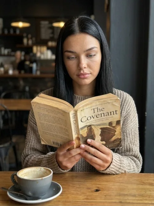 Reading with a flat white in a Cape Town café